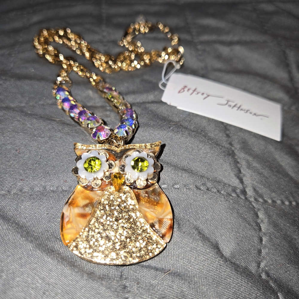 Betsey Johnson Gold and Multicolor Owl Pendant